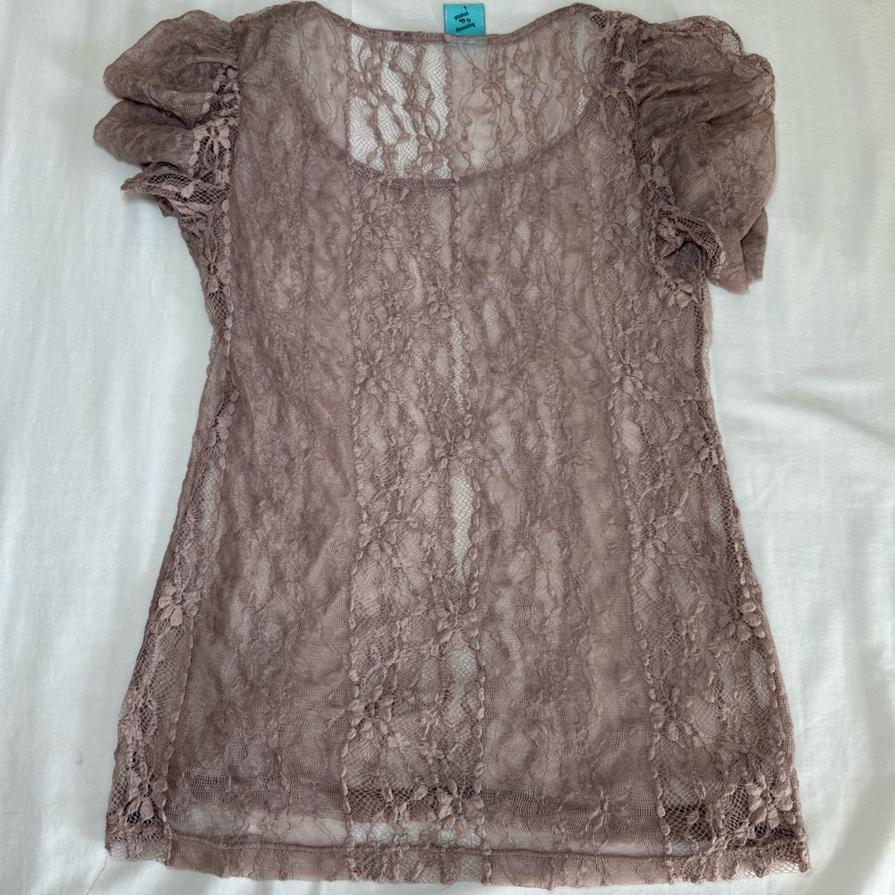 Vintage Y2K Sheer Boho Fairy Top Large Lace Ballet Coquette Dainty layering - Picture 7 of 7